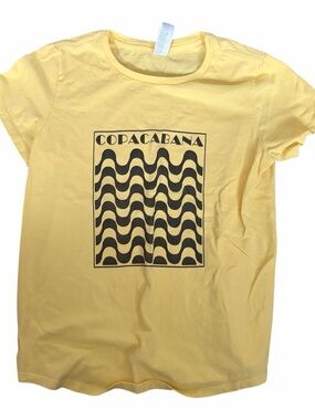 Youth Kids Medium M Yellow District Copacabana Rio Brazil Sidewalk T Shirt